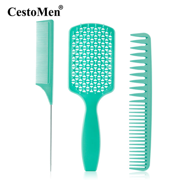 CestoMen 3pcs/set Green Detangle Brush Set 01