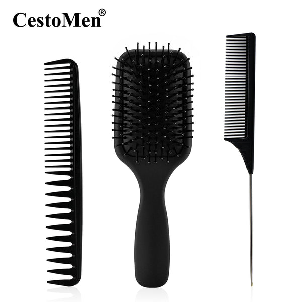 CestoMen 3pcs/set Black Detangle Brush Set 04