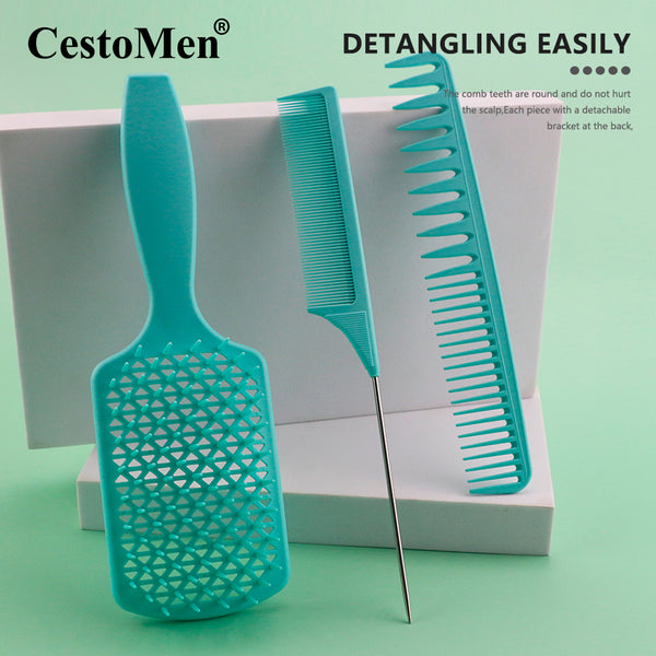 CestoMen 3pcs/set Green Detangle Brush Set 01