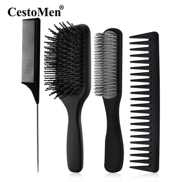 Black 4pcs/Set Detangle Brush Set