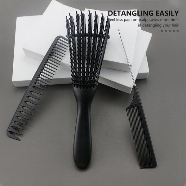 CestoMen 3pcs/set Black Detangle Brush Set 02