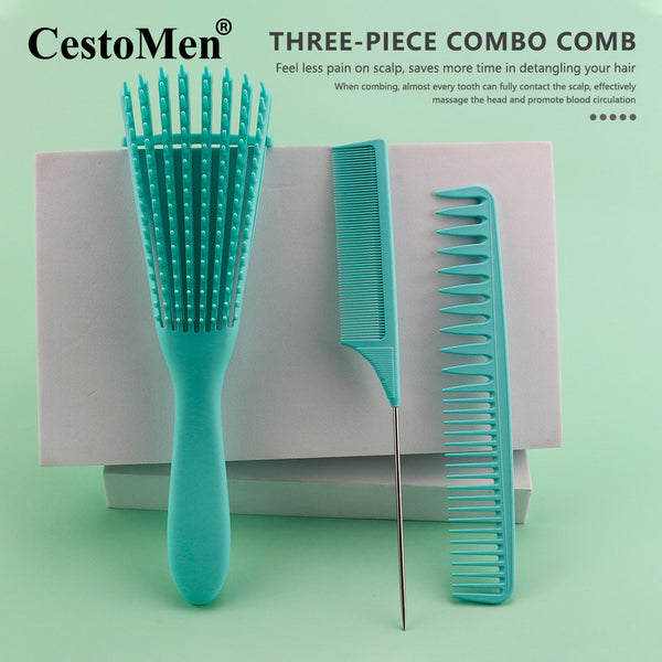 CestoMen 3pcs/set Green Detangle Brush Set 02