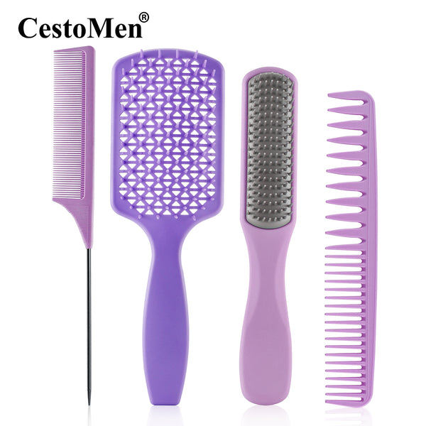 Purple 4pcs/Set Detangle Brush Set