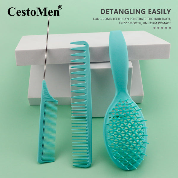 CestoMen 3pcs/set Green Detangle Brush Set 03