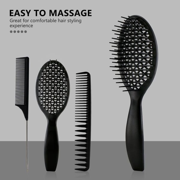 CestoMen 3pcs/set Black Detangle Brush Set 03