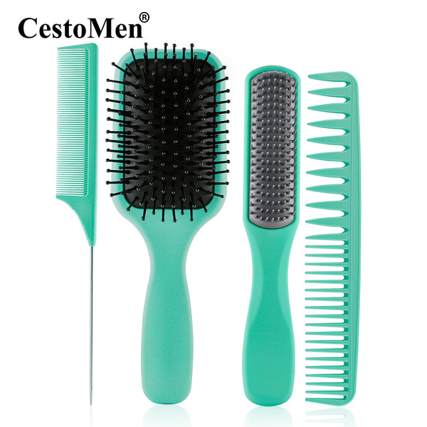 Green 4pcs/Set Detangle Brush Set