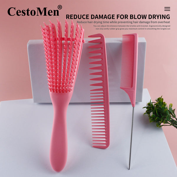 CestoMen 3pcs/set Pink Detangle Brush Set 02