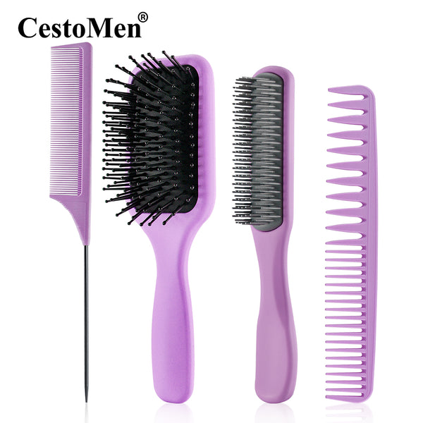 Purple 4pcs/Set Detangle Brush Set