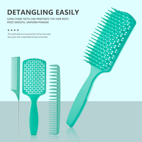 CestoMen 3pcs/set Green Detangle Brush Set 01