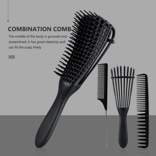 CestoMen 3pcs/set Black Detangle Brush Set 02