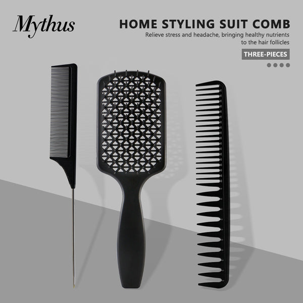 CestoMen 3pcs/set Black Detangle Brush Set 01