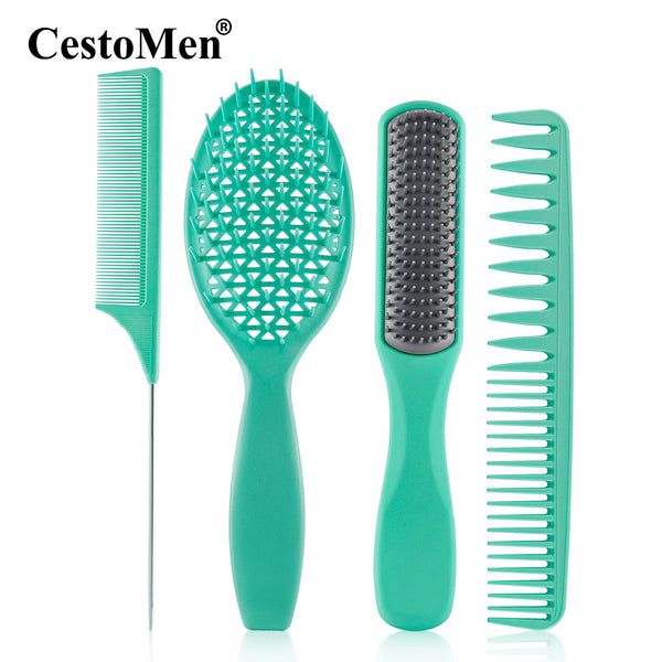 Green 4pcs/Set Detangle Brush Set