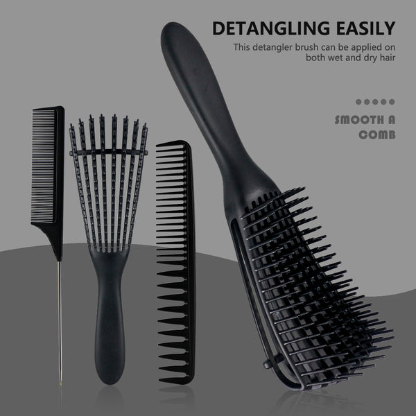 CestoMen 3pcs/set Black Detangle Brush Set 02
