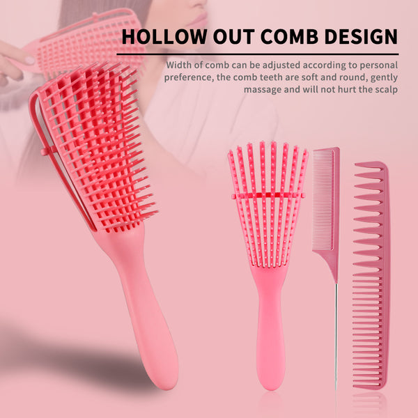 CestoMen 3pcs/set Pink Detangle Brush Set 02