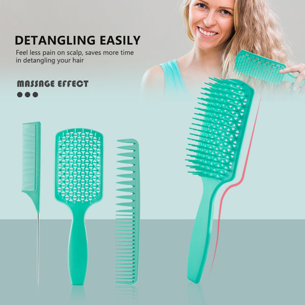 CestoMen 3pcs/set Green Detangle Brush Set 01