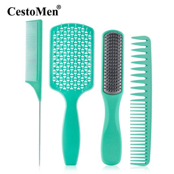 Green 4pcs/Set Detangle Brush Set