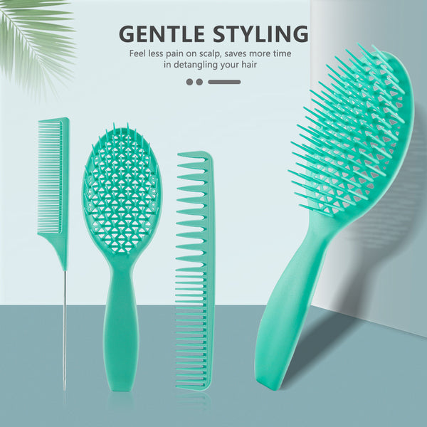 CestoMen 3pcs/set Green Detangle Brush Set 03