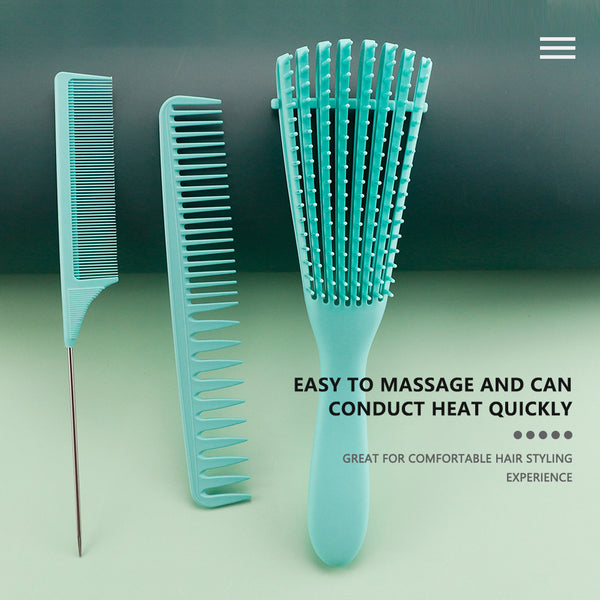CestoMen 3pcs/set Green Detangle Brush Set 02