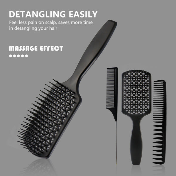 CestoMen 3pcs/set Black Detangle Brush Set 01