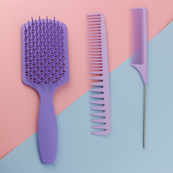 CestoMen 3pcs/set Purple Detangle Brush Set 01