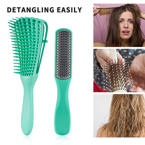 Green 4pcs/Set Detangle Brush Set