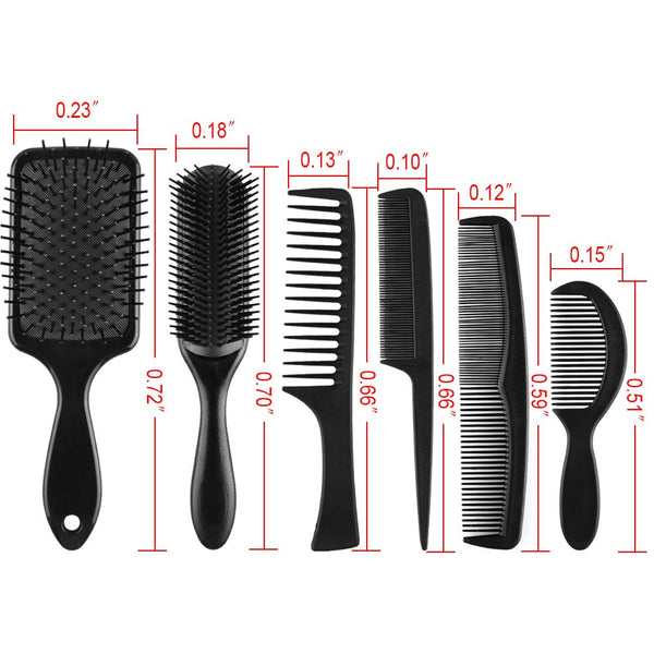 6pcs Paddle Brush Comb Set