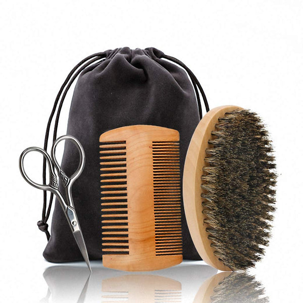 CestoMen Beard Brush & Comb, Scissors Set for Men