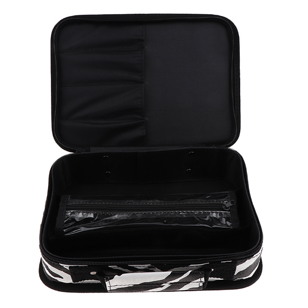 Stylish Zebra-stripe Hairdresser Styling Tools Box Makeup Train Case Barber Travel Organizer Zipper Bag