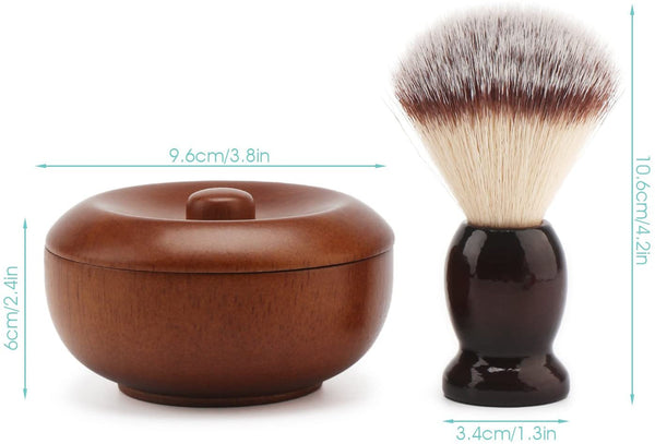 CestoMen Old Fashion Shave Lather Brush, Wooden Vintage Shave Mug with Lid