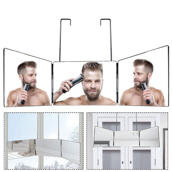 Barber Self Cutting Three-Sided Folding Mirror
