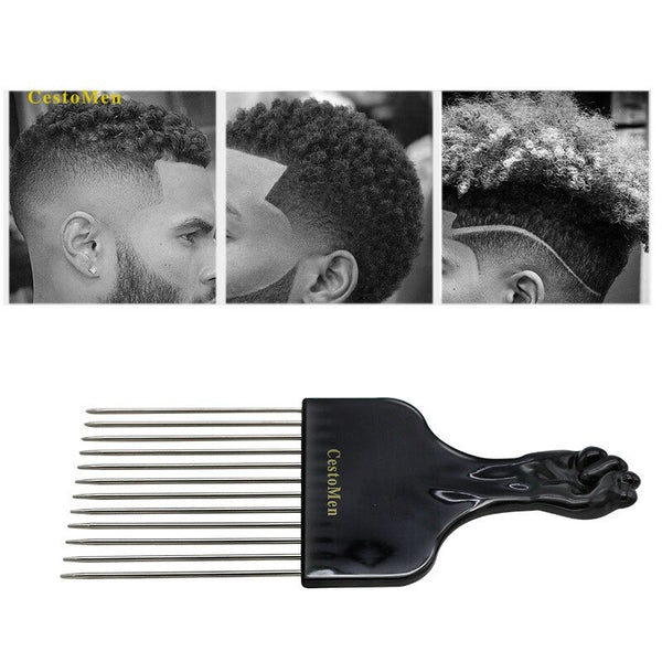 CestoMen 1 PC Afro Comb Metal Pins African Pick Comb