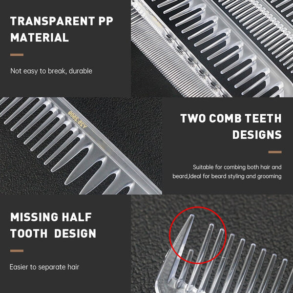 CestoMen Anti-Slip Handle Transparent Comb Set