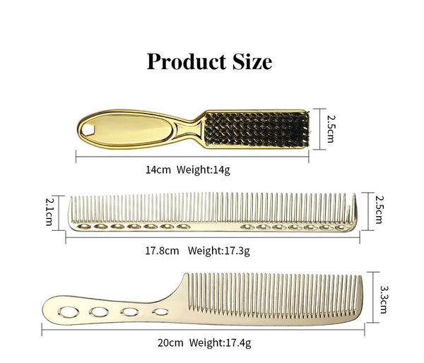 CestoMen 3pcs/set Barber Brush And Comb Set