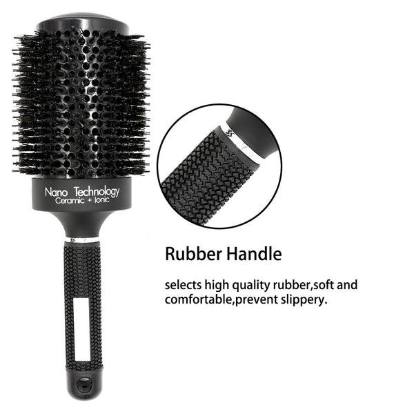 CestoMen Black Aluminum Ceramic Round Brush