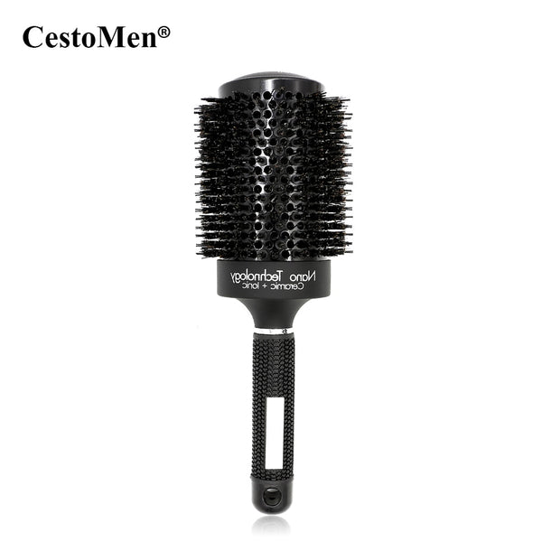 CestoMen Black Aluminum Ceramic Round Brush