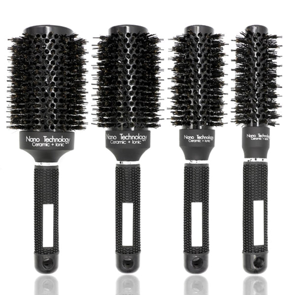 CestoMen Black Aluminum Ceramic Round Brush