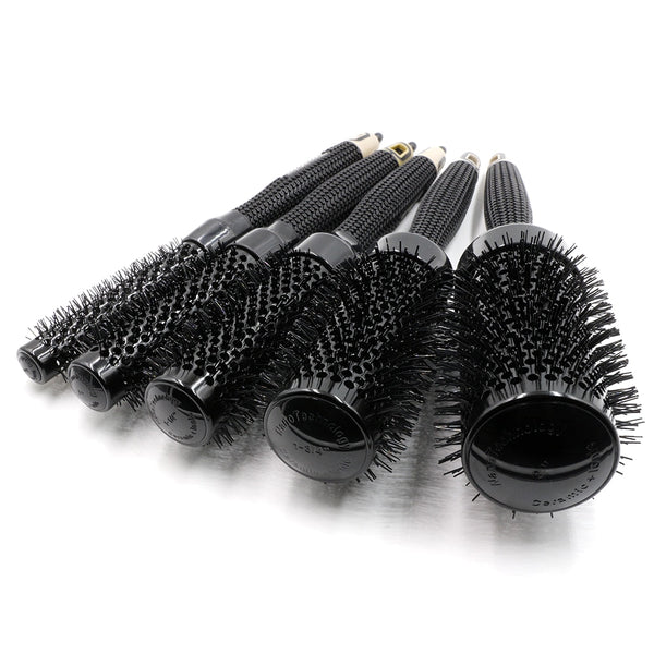 CestoMen Black Anti Heat Ceramic Round Brush