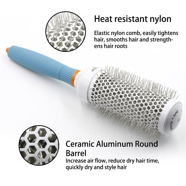 CestoMen Blue Rubber Ceramic Round Brush