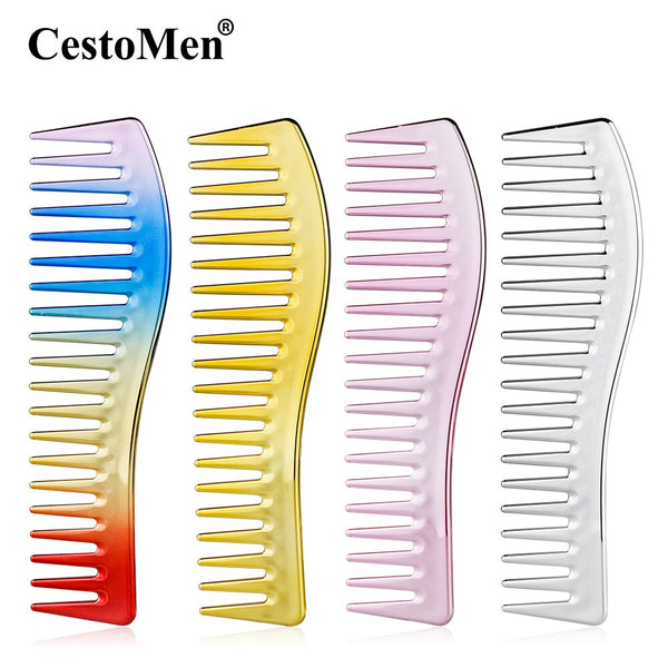 CestoMen Four Colors Rainbow Wide Tooth Comb