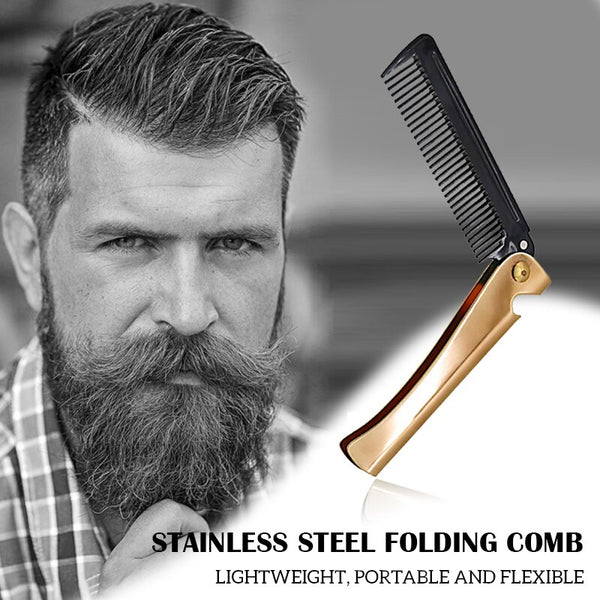 CestoMen Gold Stainless Steel Handle Barber Comb