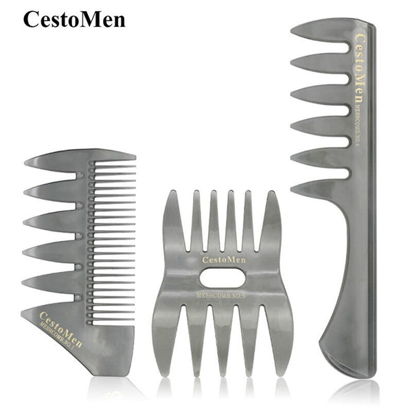 CestoMen Handle Grip Large Tooth Detangling Curly Hair Comb