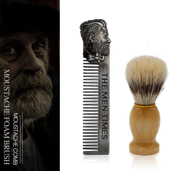 5pcs/set Soft Wooden Boar Bristle Mustache Comb Kit with Gift Box