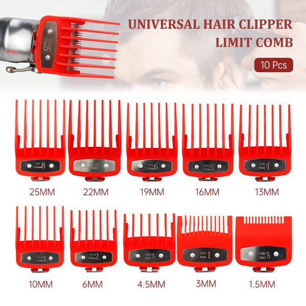 CestoMen Red 10 Pcs/lot Barber Clipper Limit Comb