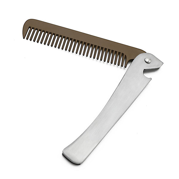 Stainless Steel Pocket Folding Beard Shaping Comb