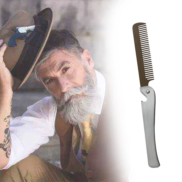 Stainless Steel Pocket Folding Beard Shaping Comb