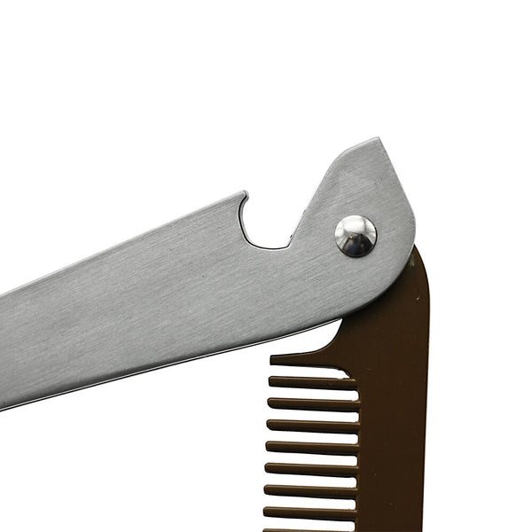 Stainless Steel Pocket Folding Beard Shaping Comb