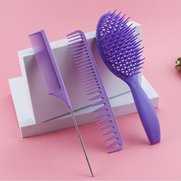CestoMen 3pcs/set Purple Detangle Brush Set 03
