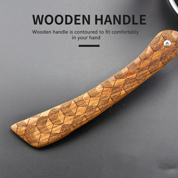 CestoMen Retro Wood Shaving Razor Holder Stainless Steel Blade Shaver