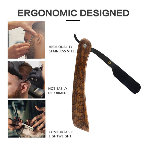 CestoMen Retro Wood Shaving Razor Holder Stainless Steel Blade Shaver