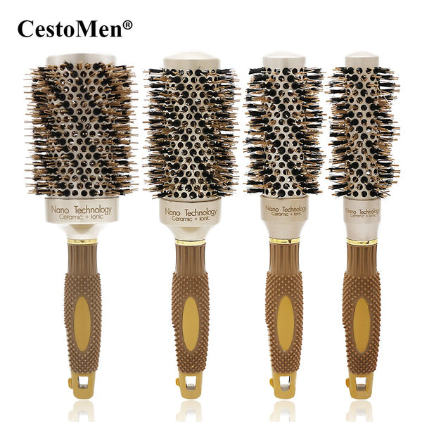 CestoMen Rubber Handle Ceramic Round Brush